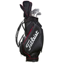 Titleist Jet Black Midsize Staff Golf Cart Bag -Golf Sale Store 2020jetblackmidsizestaffcartbagblackred4