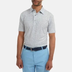 FootJoy Digital Camo FJ Print Lisle Golf Polo Shirt -Golf Sale Store FootJoy SS22 Digital Camo FJ Print Lisle Golf Polo Shirt Grey 88438 Front model 1