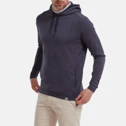 FootJoy Lightweight Golf Hoodie -Golf Sale Store FootJoy SS22 Lightweight Golf Hoodie Heather Navy 88448 model 1