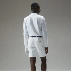 J.Lindeberg Tyson Long Sleeve Golf Polo Shirt -Golf Sale Store J.Lindeberg Tyson LS Reg Fit Polo GMJT07801 0000 SHLIN154 WhiteNavy Peony Model 3