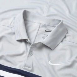 Nike Dry Victory Colourblock Golf Polo Shirt -Golf Sale Store Nike SS22 Dry Victory Colourblock Golf Polo Shirt DH0845 077 M Smoke Grey Obsidian White Detail