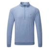 TravisMathew Zachary 1/2 Zip Golf Sweater -Golf Sale Store Travis Mathew SS22 Zachary Sweater 1MQ470 4HLB Code SWTRA017 M Heather Light Blue Front