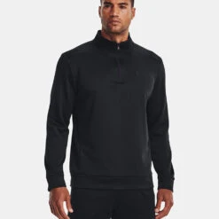 Under Armour Fleece 1/4 Zip Golf Sweater -Golf Sale Store Under Armour AW22 1 4 Zip Sweater 1373358 001 SWUND171 XL Black Black Model 1